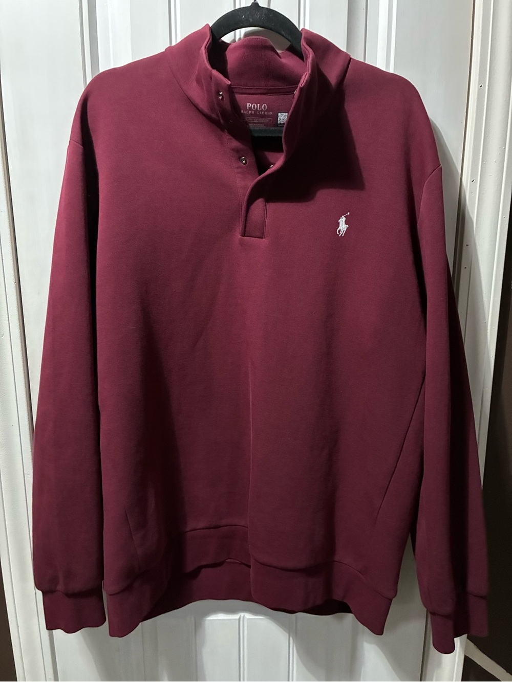 Polo by Ralph Lauren Men's Burgundy Zip-Front Mock Neck Sweater